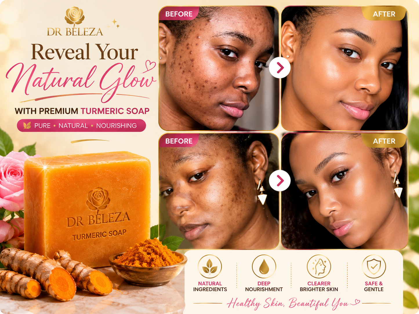 2pcs Natural Turmeric Soap Bars
