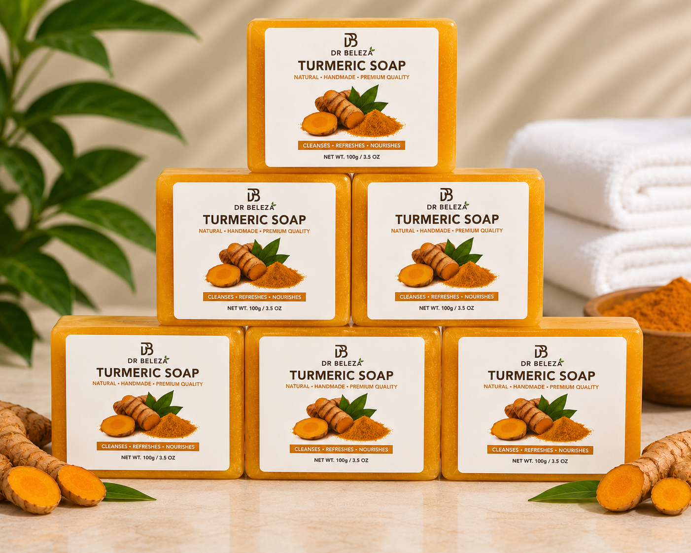 6pcs Natural Turmeric Soap Bars