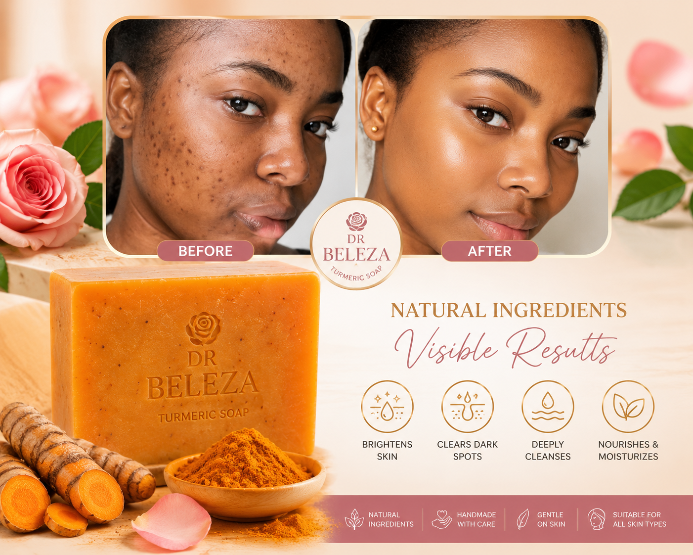 6pcs Natural Turmeric Soap Bars